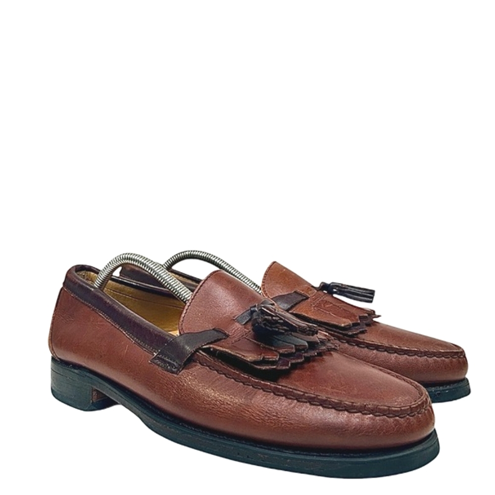 Sebago Vintage Leather kilt loafers with rubber lugged outsole Sz 10 USA Made